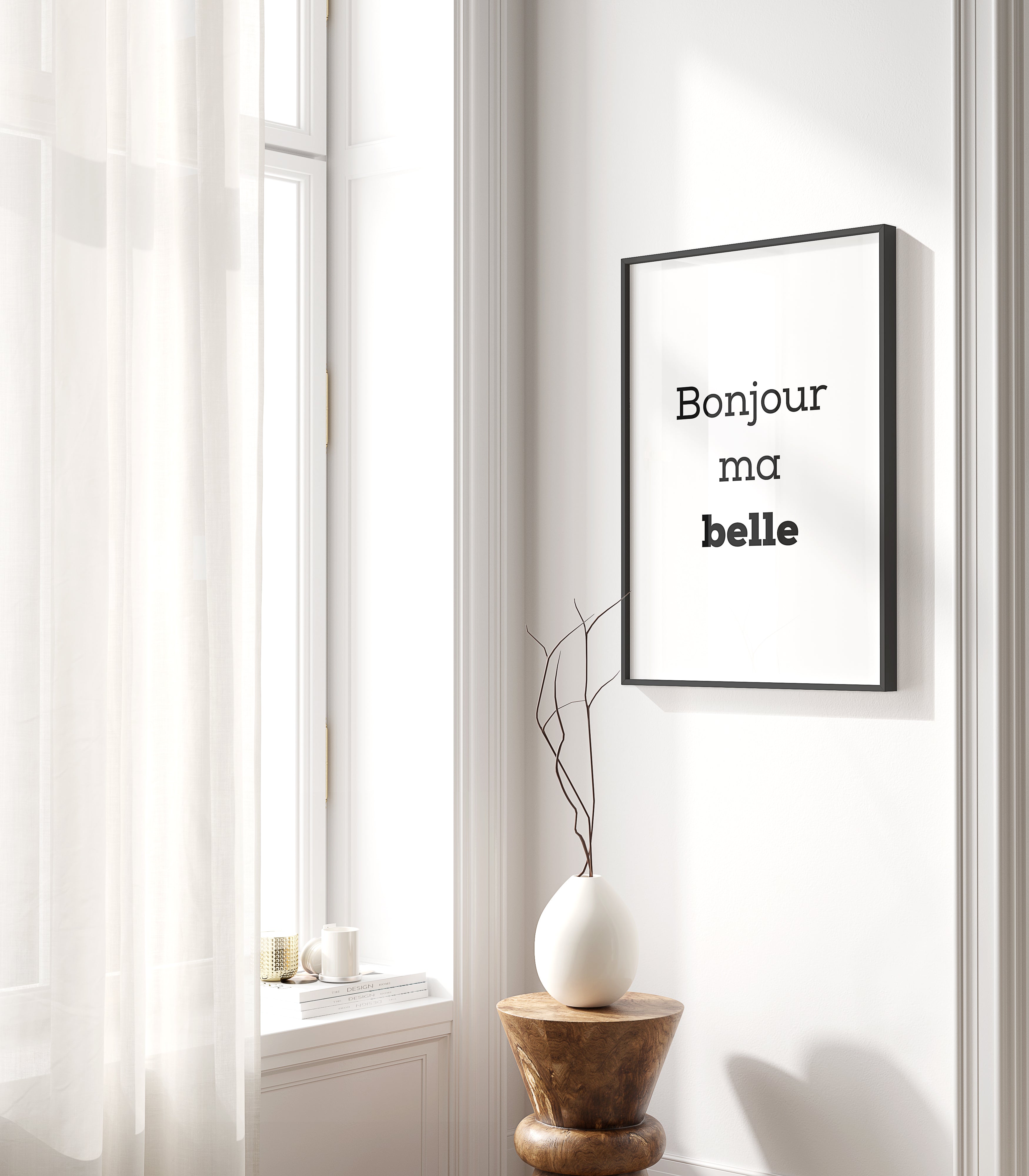 Statement, Bonjour – belle, Typographic studio5prints ma Poster French Print,