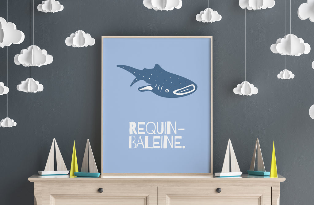 Blue Whale Shark Poster 